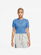 Nike Damen Sportlich Polo Bluse Kurzarm Hellblau