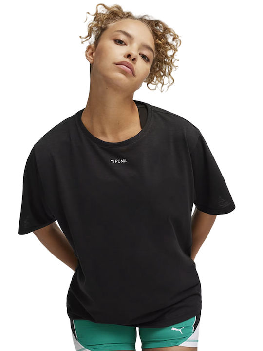 Puma Women's Athletic Oversized T-shirt Fast Drying Polka Dot Black