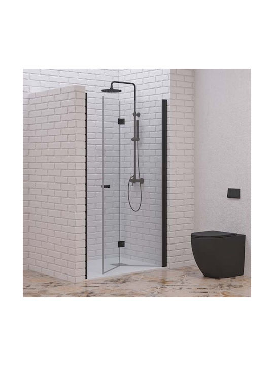 Karag S7 Porta Разделител на верандата Душ с Сгъваем Врата 90x200см Прозрачно стъкло Неро