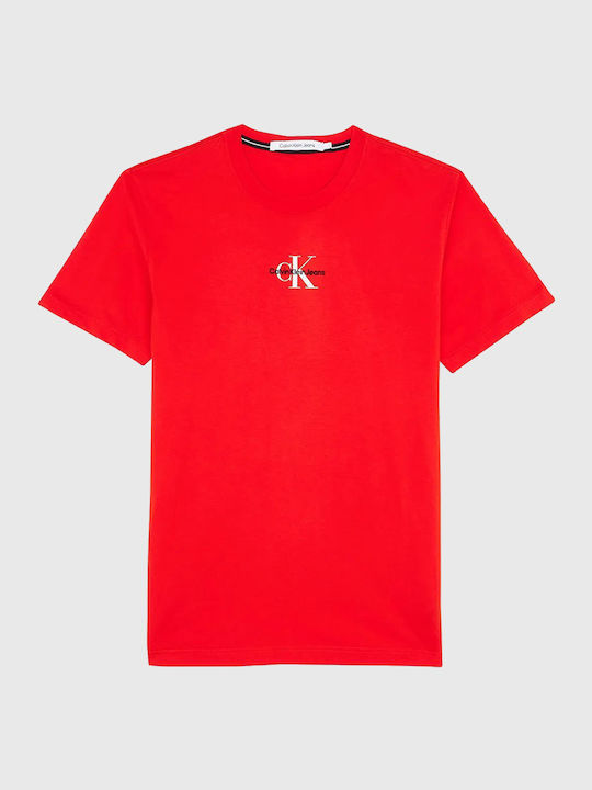 Calvin Klein T-shirt Bărbătesc cu Mânecă Scurtă Roșu