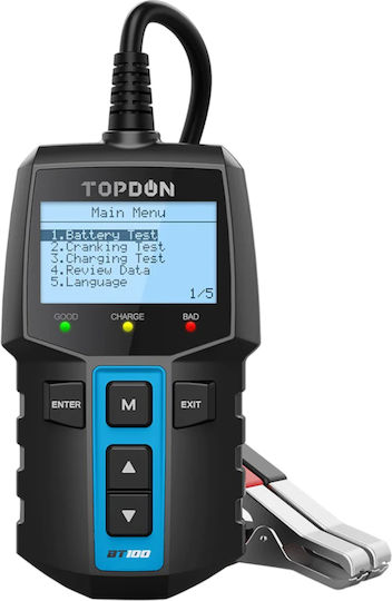 Topdon BT100 Аналогов Тестер за батерии с крокодилски щипки