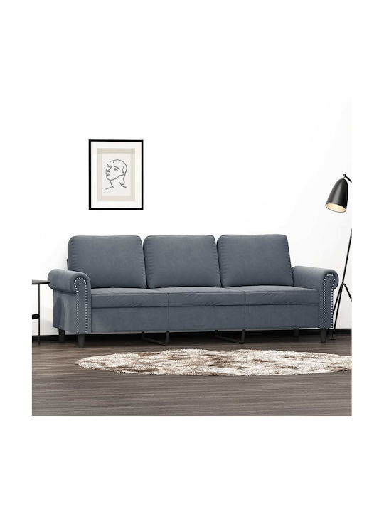 Three-Seater Velvet Dark Grey Couch 212x77x80 cm 359540