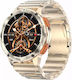 Microwear AK59 Smartwatch με Παλμογράφο (Gold Steel)