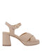 Clarks Leather Women's Sandals Beige with Medium Heel