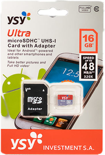 YSY microSDHC 16GB Клас 10 с адаптер