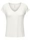 Only Women's Blouse Short Sleeve with V Neck White