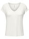 Only Women's Blouse Short Sleeve with V Neckline White