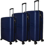 Dream House Travel Suitcases Hard Blue with 4 Wheels Set of 3pcs