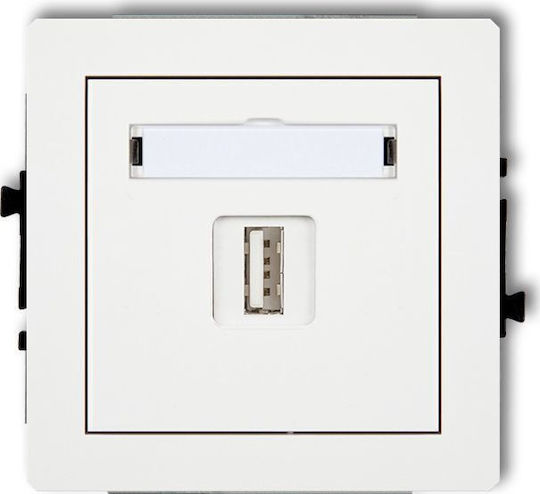 Karlik Walled Power Socket with 1 USB Port White