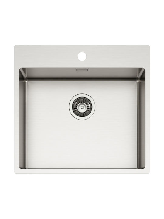 Elleci Compass 500 Ένθετος Νεροχύτης Inox Σατινέ Μ54xΠ51cm Ασημί