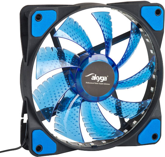 Akyga AW-12E-BL Case Fan 120mm με Μπλε Φωτισμό και Σύνδεση 3-Pin / 4-Pin Molex Μπλε