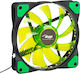 Akyga AW-12E-BG Case Fan 120mm Max Fan Speed 1100rpm with Green LED and Connection 3-Pin / 4-Pin Molex Green