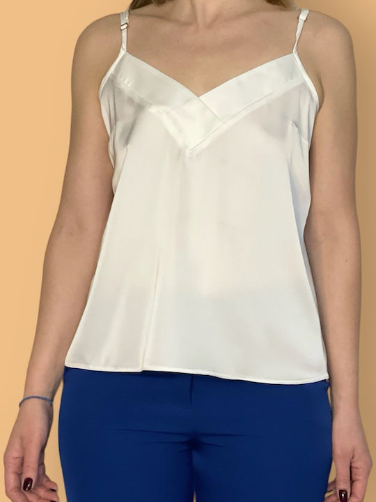 Le Vertige Women's Blouse Satin with Straps White