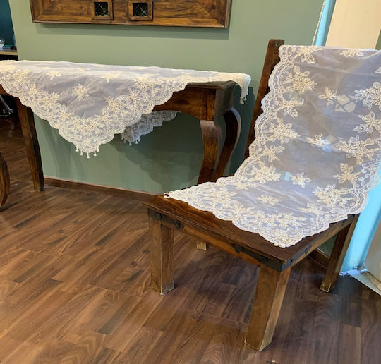 Liolios Home Ράνερ με Κέντημα Λευκό 40x180εκ.