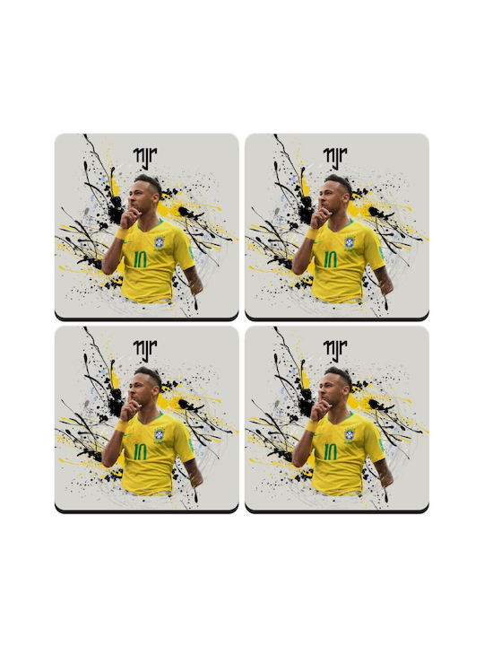 Koupakoupa Neymar Jr Untersetzer Hölzernes Beige 4Stück