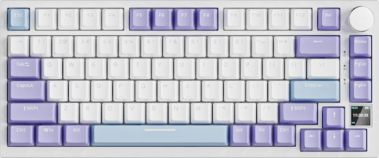 Ajazz AK820 Pro Hot-Swap Ασύρματο Gaming Μηχανικό Πληκτρολόγιο 75% με Flying Fish διακόπτες και RGB φωτισμό (Αγγλικό US) White/Purple