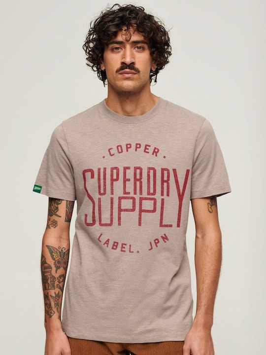 Superdry T-shirt Bărbătesc cu Mânecă Scurtă Pink