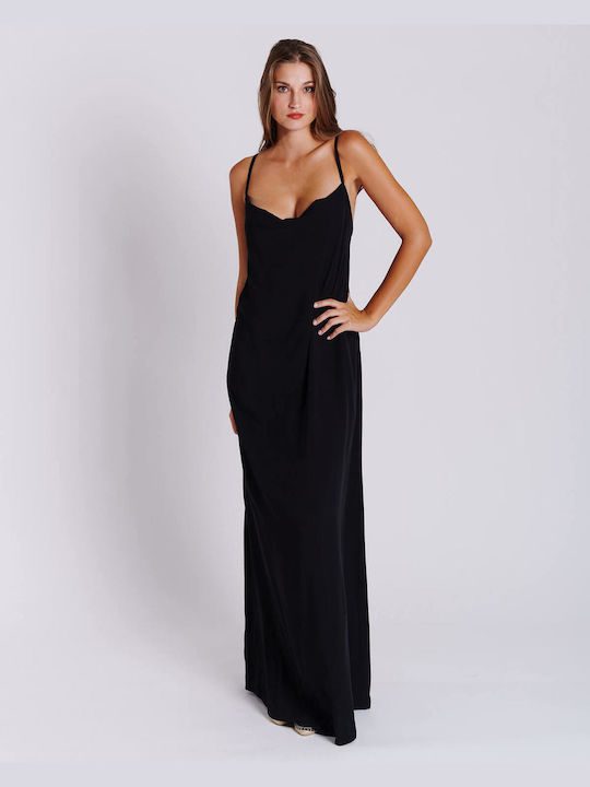 Collectiva Noir Maxi Dress Draped Black