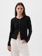 GAP Long Women's Knitted Cardigan with Buttons Black