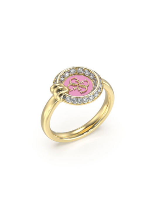 Guess Women's Gold Plated Steel Ring with Zircon