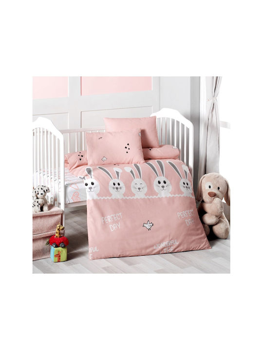 Beauty Home Baby Sheets Set Crib Cotton Salmon Pink 100x150cm 4pcs