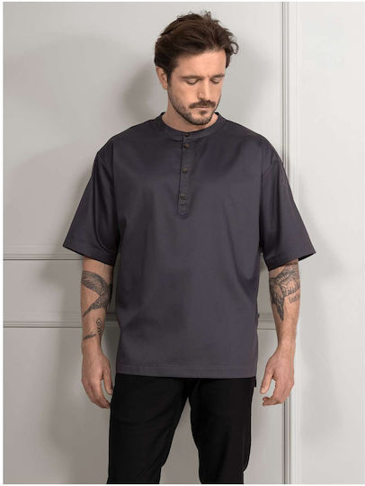 Le Nouveau Chef Bluse Koch Baumwolle Herren Grau mit Langärmelig