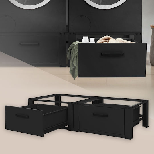 ML-Design 490009418 Suporturi de Mașină de Spălat/Uscător din Metal cu Sertar 128x53.5εκ. 1buc