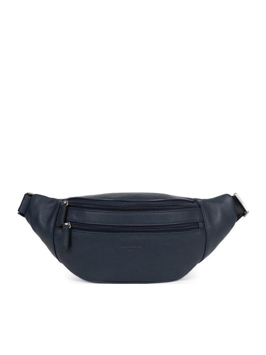 Hexagona Leather Waist Bag Blue