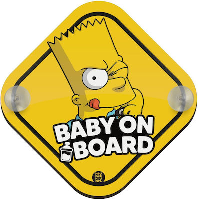 Koupakoupa Semn Baby on Board cu Ventuză Bart Simpson