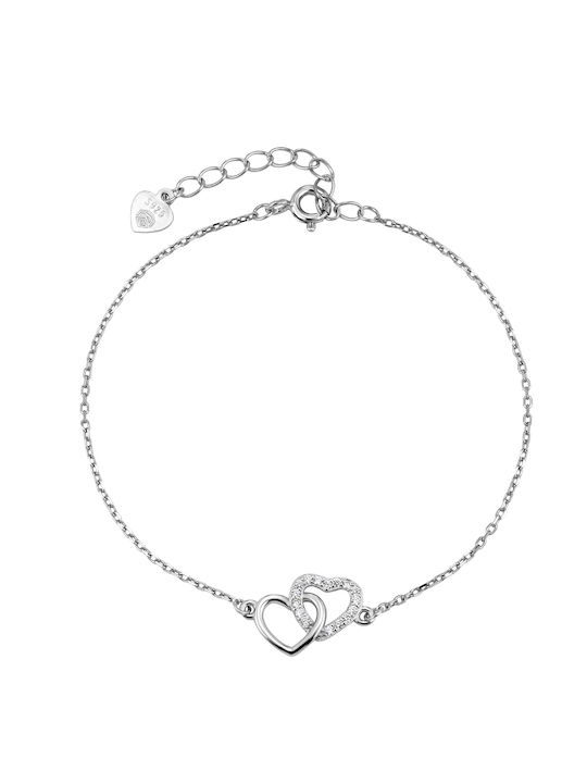 Prince Silvero Bracelet with design Heart made of Silver with Zircon