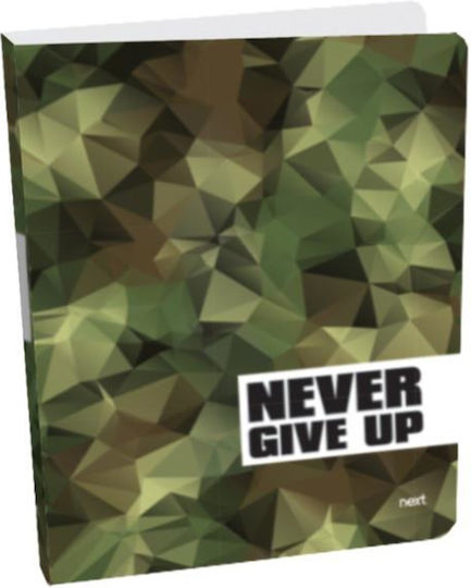 Next Clipboard with 2 Rings 4/32 for Paper A4 Green Never Give Up 1pcs