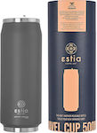 Estia Travel Cup Save the Aegean Glass Thermos Stainless Steel Fjord Grey 500ml with Straw