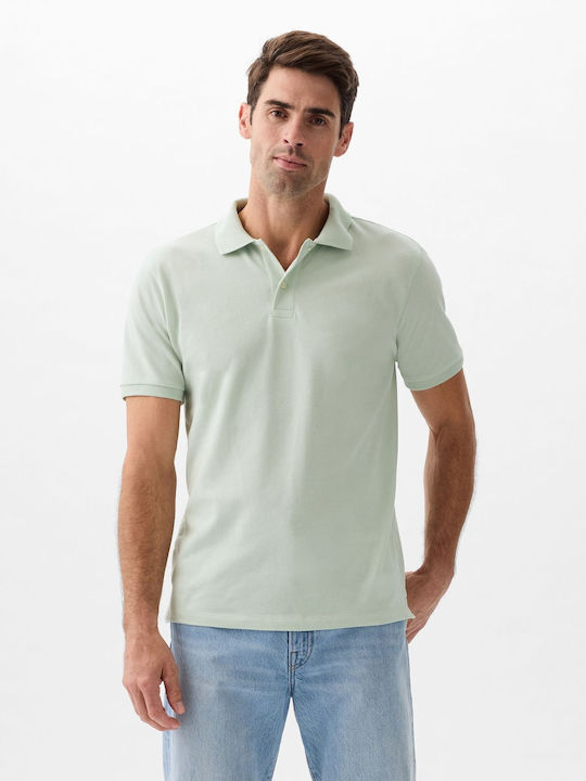 GAP Bluza pentru bărbați cu mâneci scurte Polo Soft Mint Green