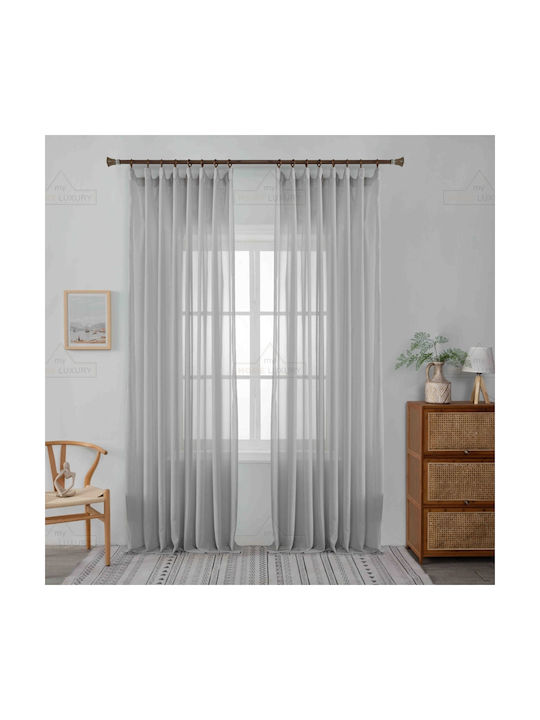 My Home Luxury Κουρτίνα με Τρέσα Γκρι 270x280εκ.