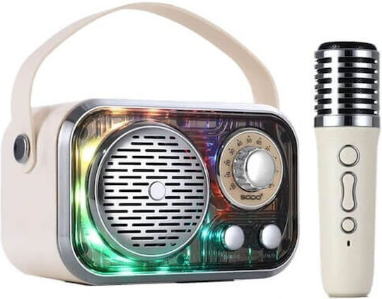 Ηχείο Karaoke με Ασύρματο Μικρόφωνο και Εφέ Φωτισμού TS04239-3 Μπεζ
