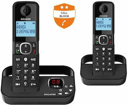 Alcatel F860 Cordless Phone (2-Pack) with Speaker Black