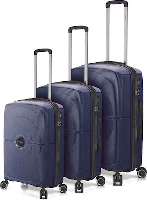 Benzi Βαλίτσες Ταξιδιού Μπλε με 4 Ρόδες Σετ 3τμχ
