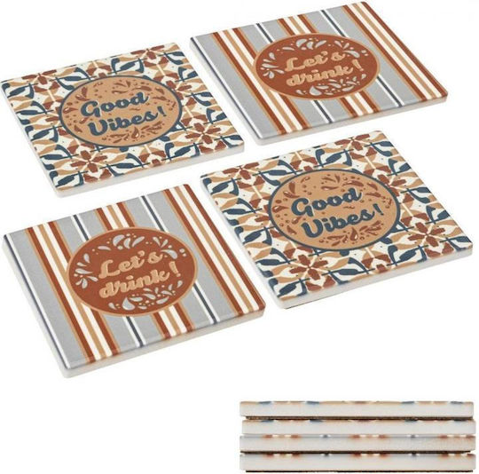 Atmosphera Round Coaster Wooden Multicolour 10cm 4pcs