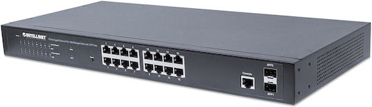 Intellinet 561198 Unverwaltet L2 PoE+ Switch mit 16 Ports Gigabit (1Gbps) Ethernet und 2 SFP Ports