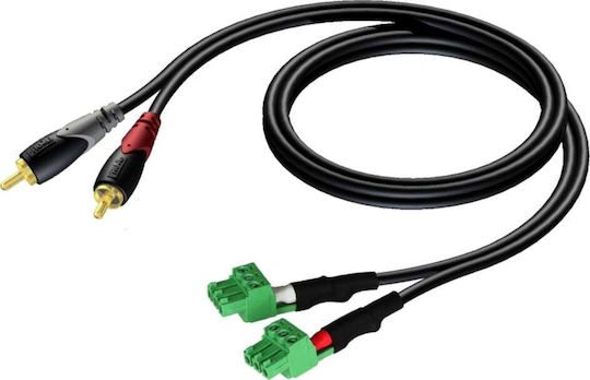 Procab Cla832/1 2 X Rca/cinch - 2 X Terminal Block (3p - 3,81mm) Kabel Signal 1m (CLA832/1) 1Stück