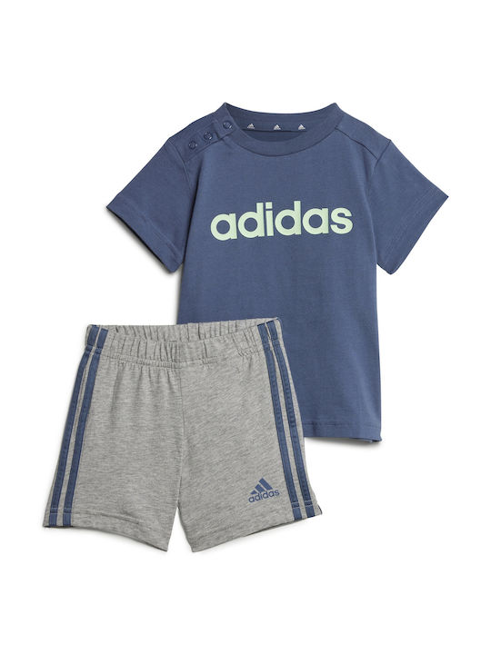 Adidas Kinder Set mit Shorts Sommer 2Stück Navy Blue/Grey Melange Essentials