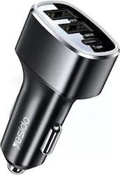 Yesido Φορτιστής Αυτοκινήτου με Θύρες 2xUSB-A 1xType-C και Καλώδιο Type-C