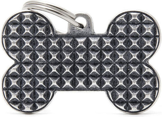 My Family Bronx Dog ID Tag Bone Silver Metal XLarge Personalized