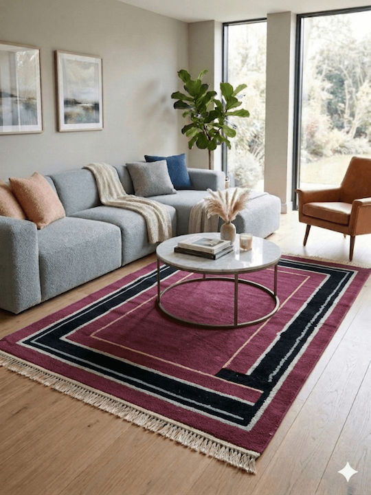 Louvro με Κρόσια 110x170cm Μαύρο/μπορντό