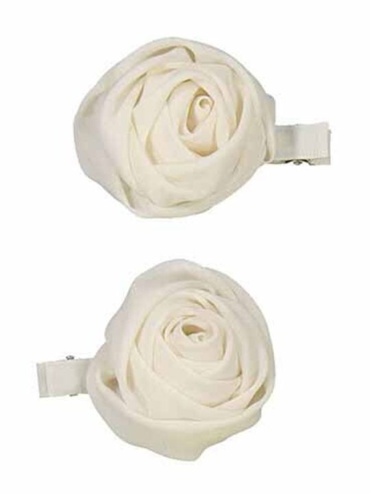 Abel & Lula Set of Kids Hair Clips with Bobby Pin Flower in Beige Color 2pcs