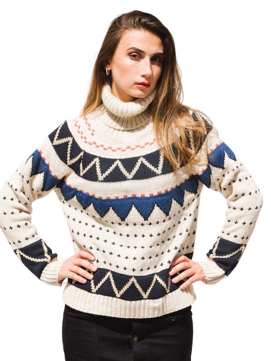 Zilan Women's Long Sleeve Sweater Turtleneck Beige