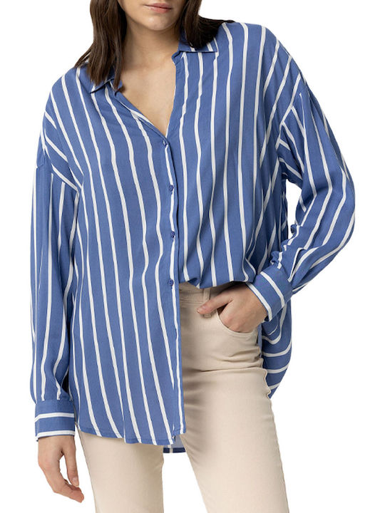 Tiffosi Women's Striped Long Sleeve Shirt Blue