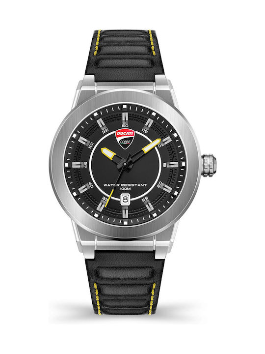 Ducati Watch Battery with Black Leather Strap