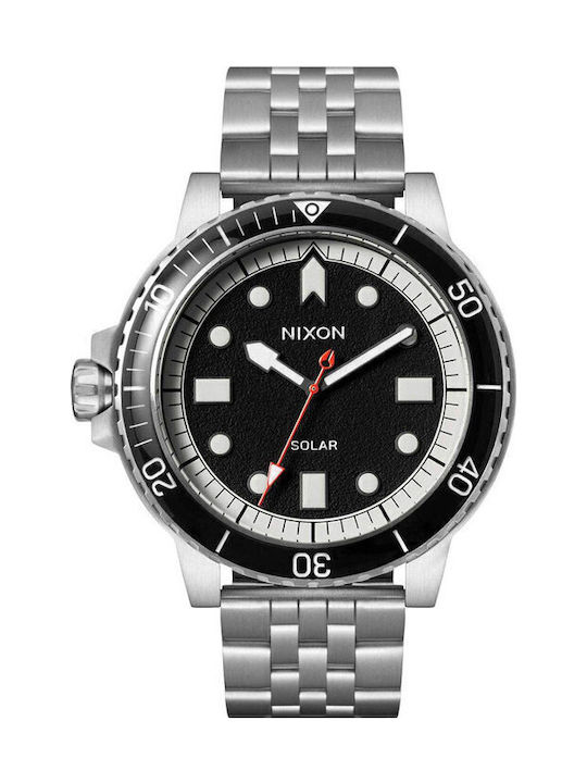 Nixon Men's Watch 44mm Solar with Silver Metal Bracelet
