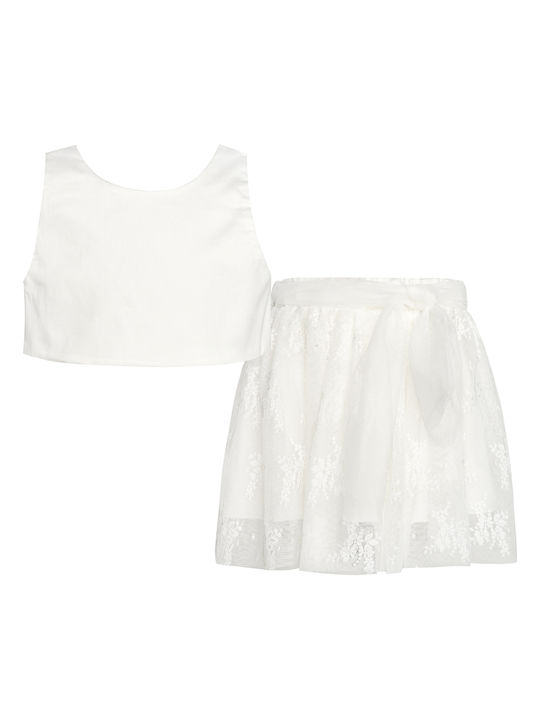 Two In A Castle Kids Set with Skirt Summer 2pcs White